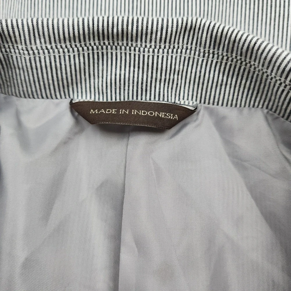 Tasso Elba Seersucker Elbow Patches Blazer Jacket Sz XXL 50-52 White Blue Stripe